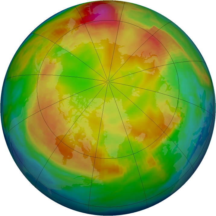 Arctic ozone map for 03 February 1988